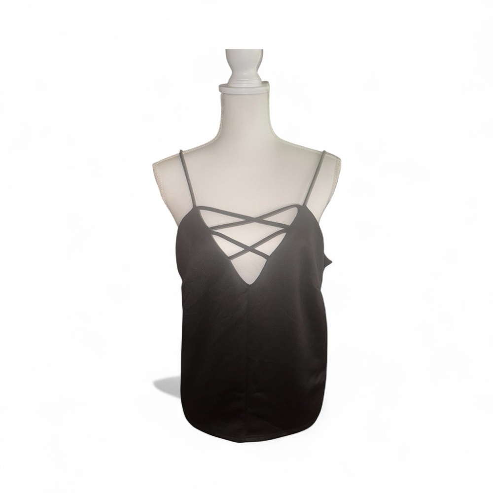 🖤 Charlotte Russe Jet Black Braided Strap Tank | Sz 1X BNWT